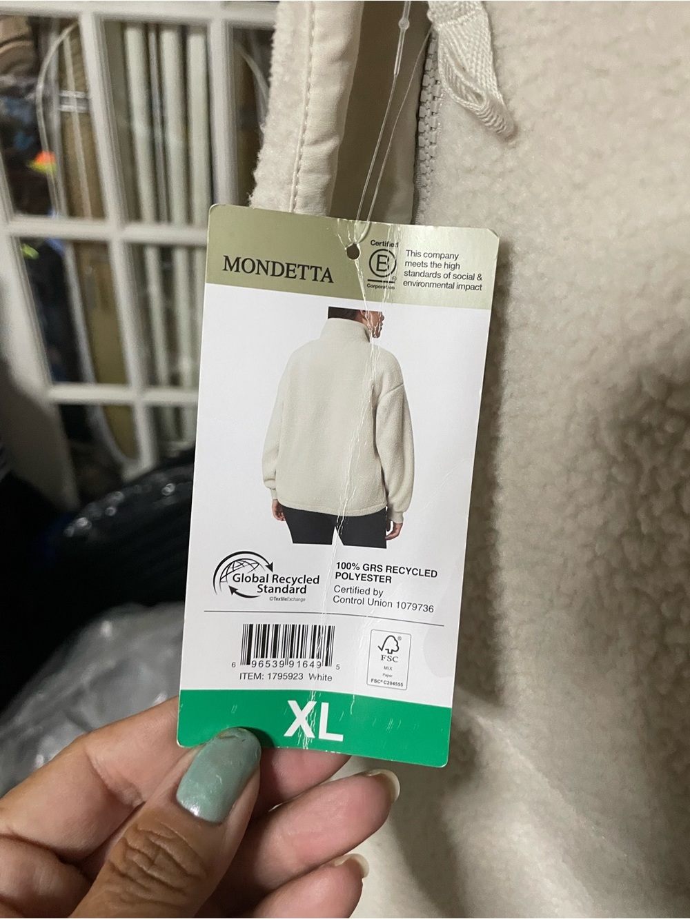 Costco/Mondetta Cream Sherpa Puffer Jacket - Soft Ivory Fleece - Picture 4 of 4